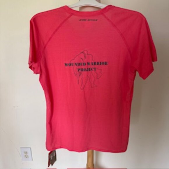 NWT Women's Under Armour Loose Fit Wounded Warrior Project Top, Salmon, XL - Picture 3 of 6